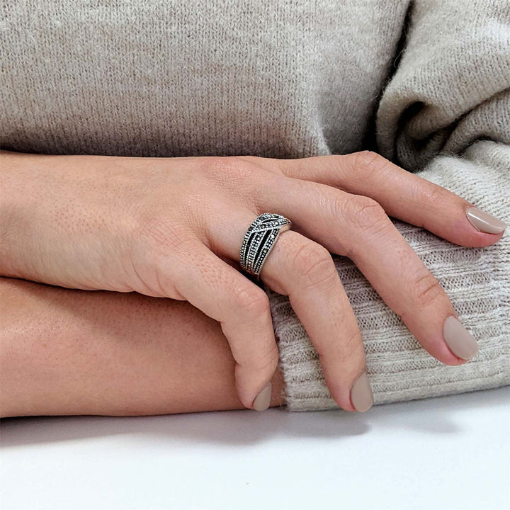 Sterling Silver Swiss Marcasite Ring - Silverly