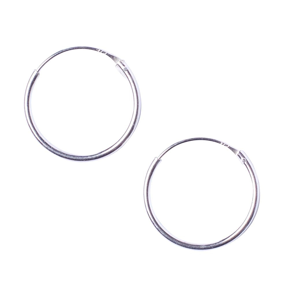 Sterling Silver 1.2 mm 20 mm Medium Thin Hoops Sleeper Hoop Earrings