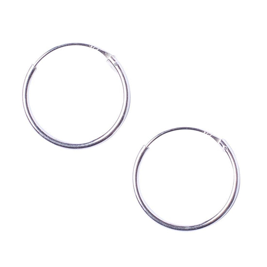 Sterling Silver 1.2 mm 20 mm Medium Thin Hoops Sleeper Hoop Earrings