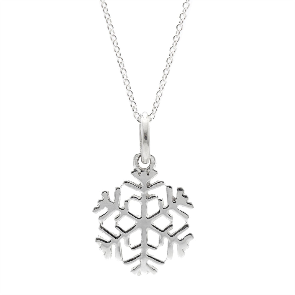 Sterling Silver Small X-Mas Snowflake Pendant Necklace Curb Chain