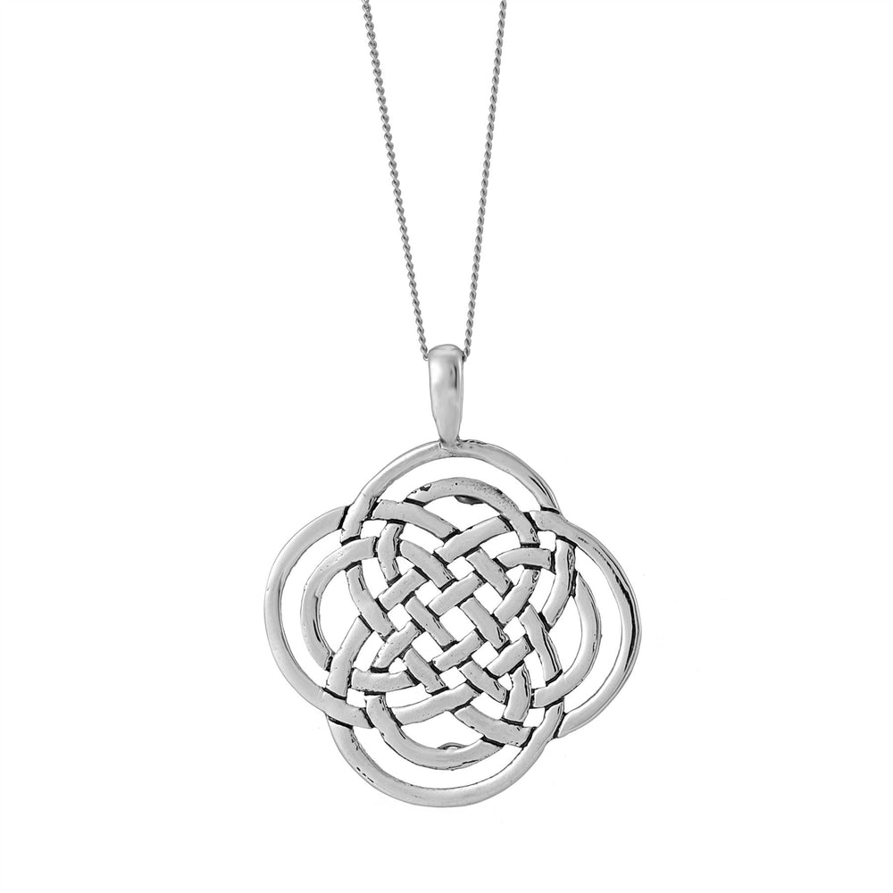Sterling Silver Irish Celtic Dara Knot Pendant Necklace w/ Chain