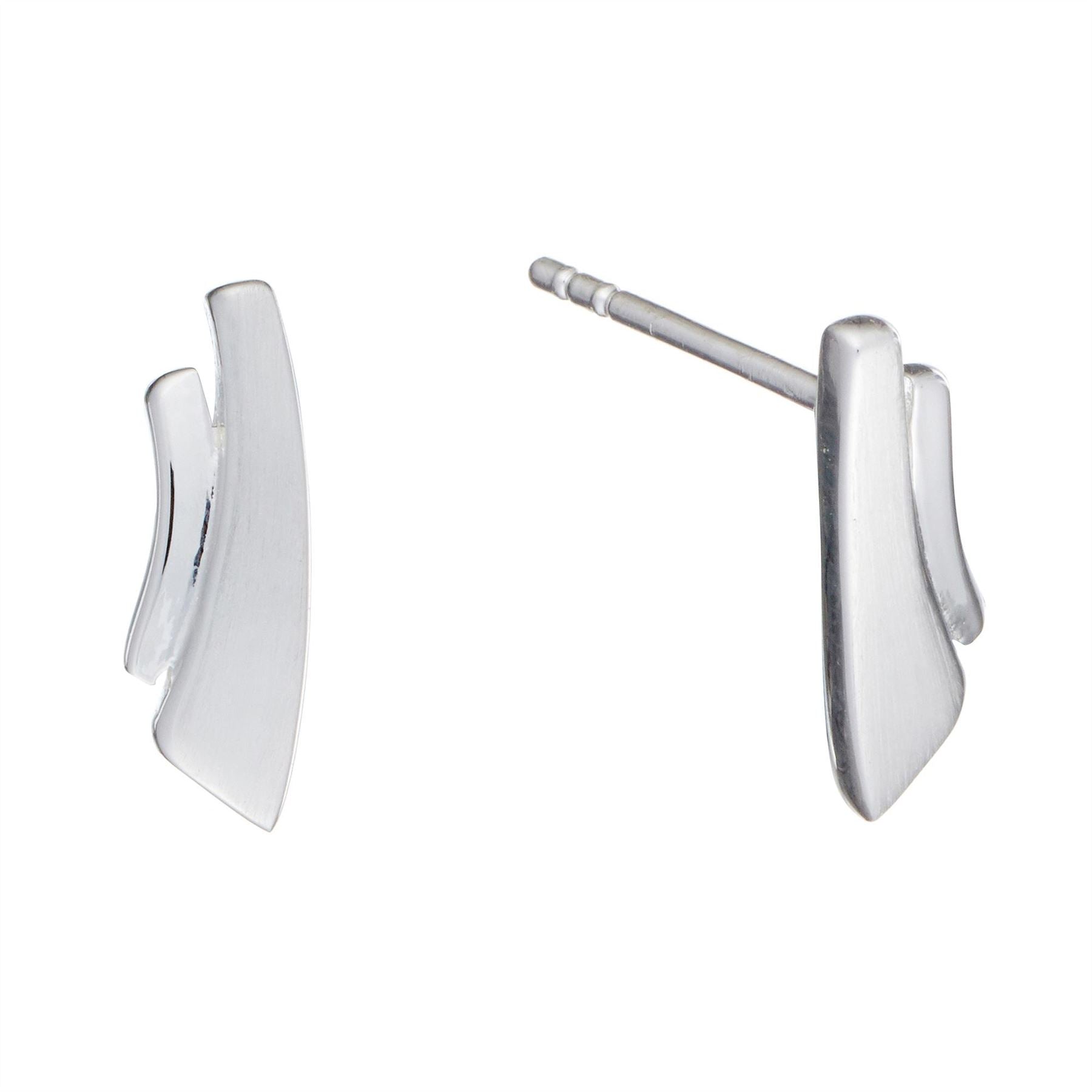 Sterling Contemporary Studs Curved Double Bar Stud Earrings