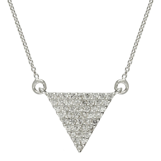 Sterling Silver Triangle Cubic Zirconia Necklace - Silverly
