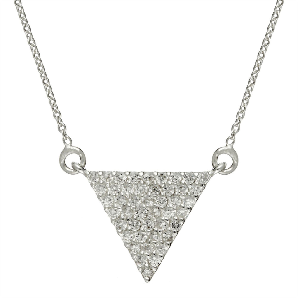 Sterling Silver Cubic Zirconia Triangle Necklace Geometric Pendant