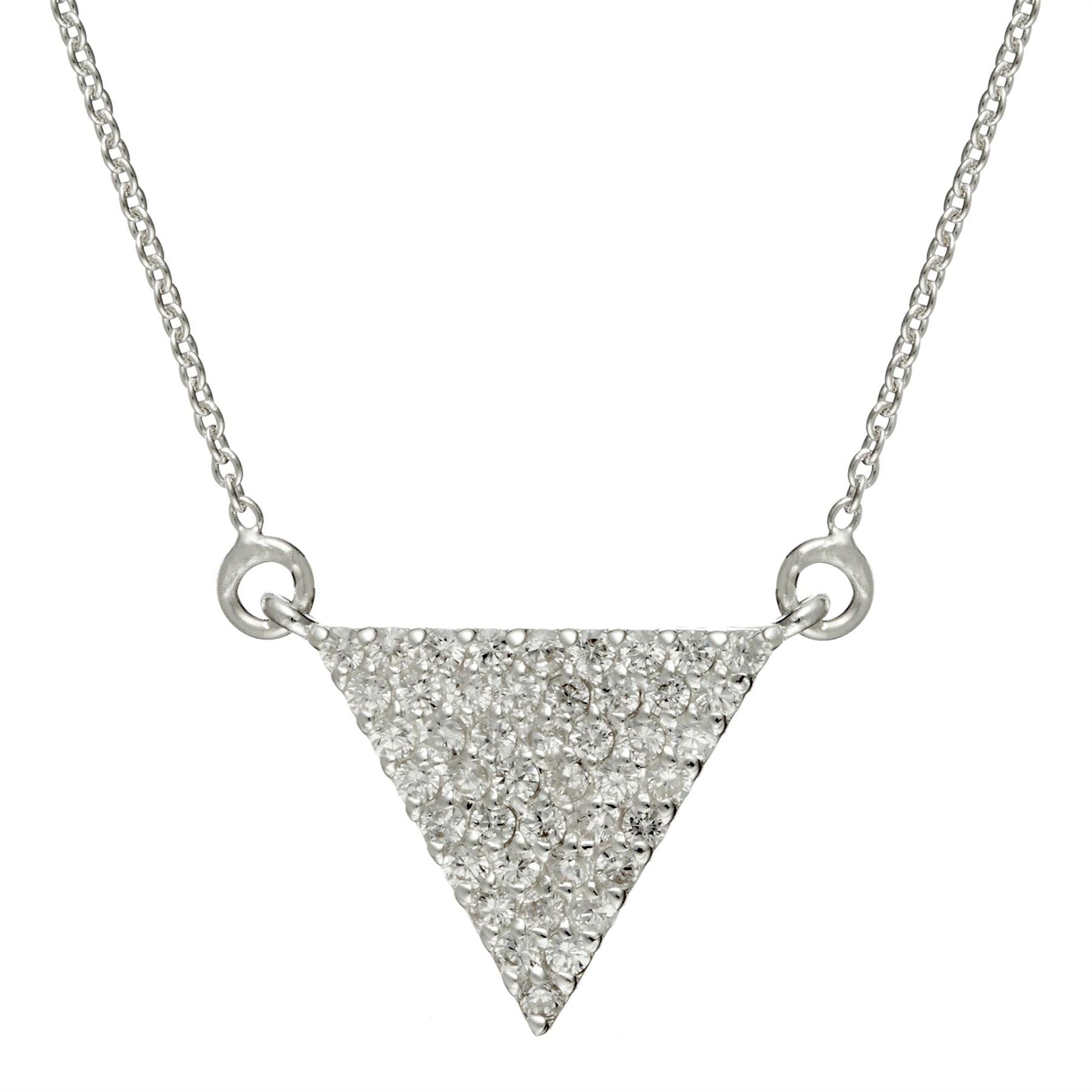Sterling Cubic Zirconia Triangle Necklace Geometric Pendant