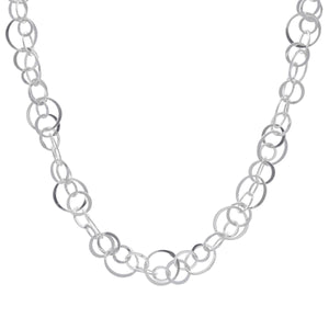 
                  
                    Sterling Silver Statement Interlocking Circles Modern Chain Necklace
                  
                