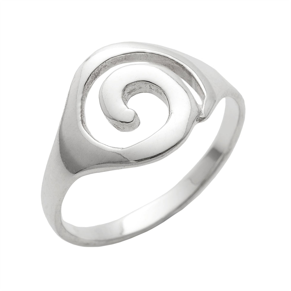 Sterling Silver Simple Open Circular Swirl Ring - Silverly