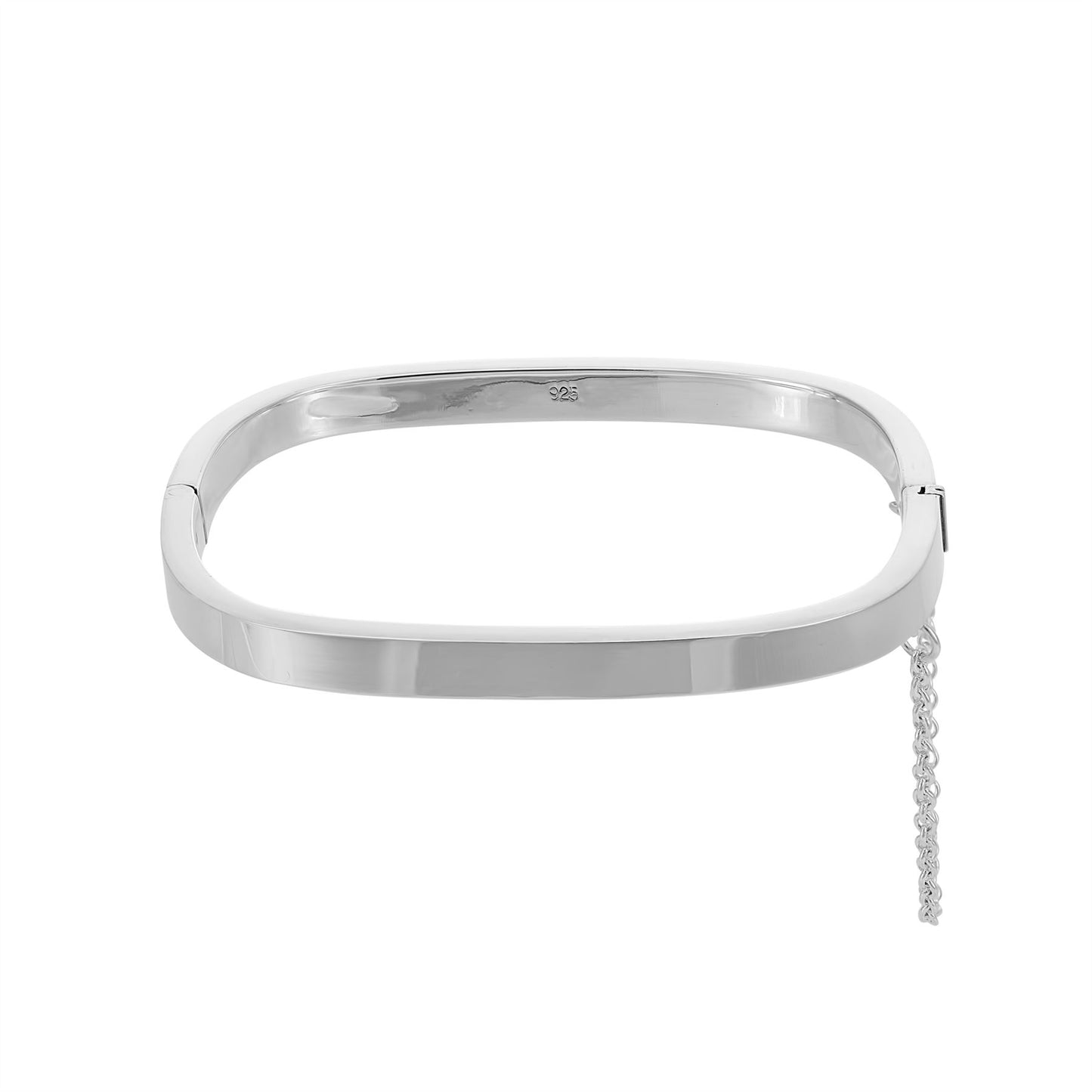 
                  
                    Sterling Silver Square Tube Hinged Bangle With Chain Elegant Bracelet
                  
                