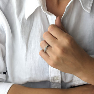 
                  
                    Sterling Silver Oxidised Boho Bali Style Ball Stackable Band Ring
                  
                