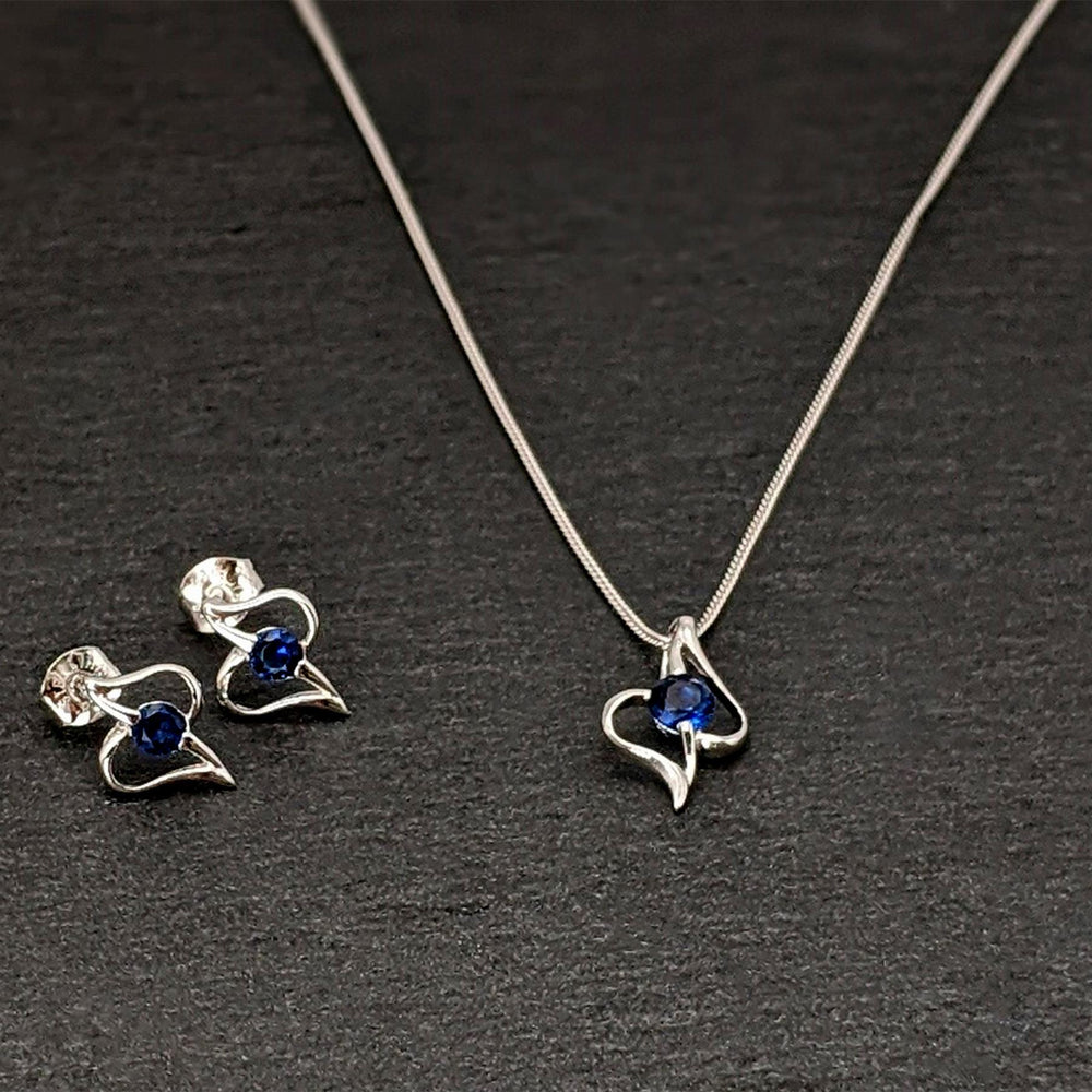 
                  
                    Sterling Silver Blue Crystal Abstract Heart Teardrop Jewellery Set
                  
                