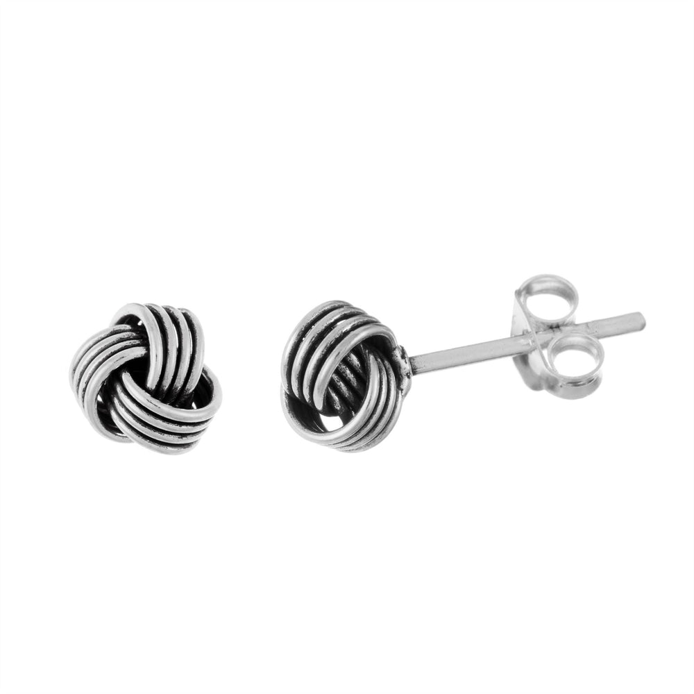Sterling Silver Small Nautical Knot Stud Earrings Vintage Style Studs