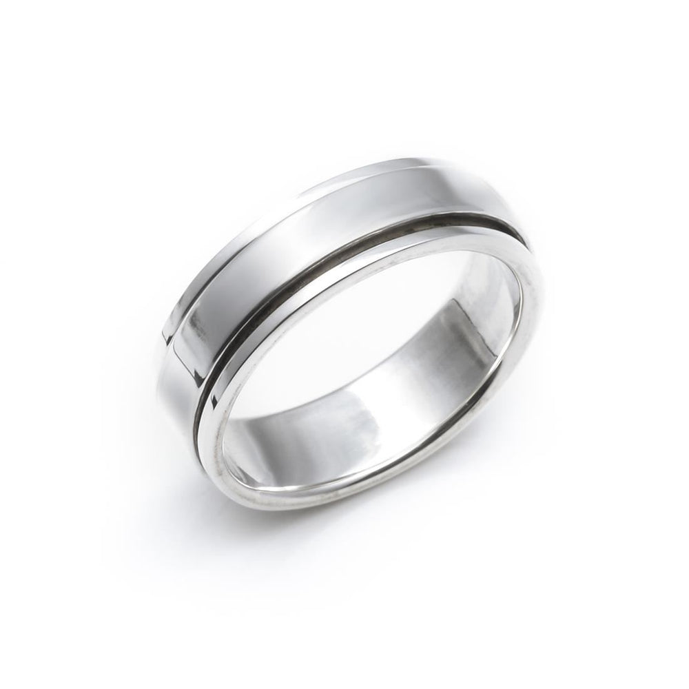 Sterling Silver Classic Spinner Ring Simple Flat Band Fidget Design