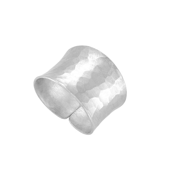 Hill Tribe Silver Wide Hammered Adjustable Ring Thumb & Fingers