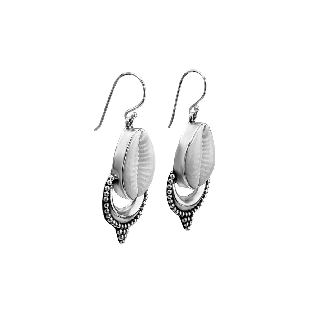 
                  
                    Sterling Silver Cowrie Shell Dotwork Boho Indian Style Earrings
                  
                
