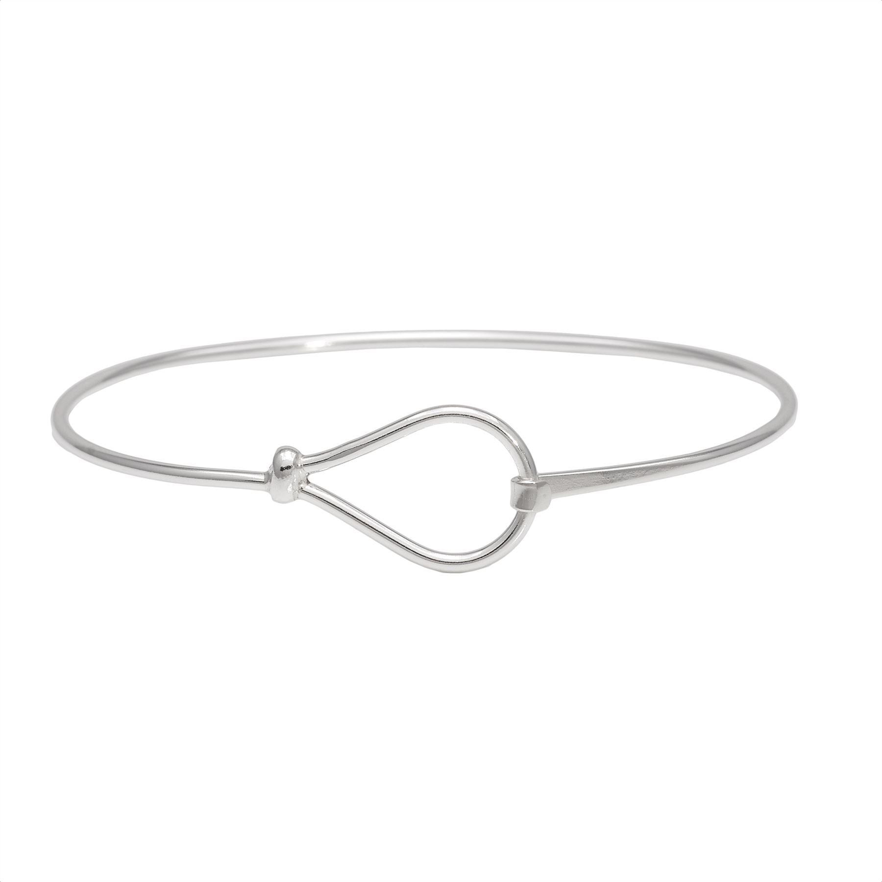 Sterling Simple Loop Knot Thin Tube Bangle Hook Clasp