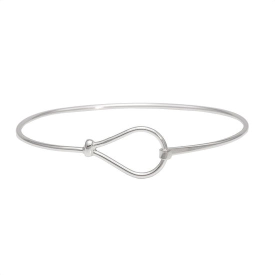 Sterling Silver Simple Loop Knot Thin Tube Bangle With Hook Clasp