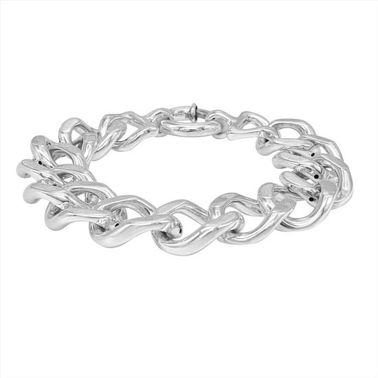 Sterling Silver Electroform Lightweight Chunky Cuban Chain Bracelet