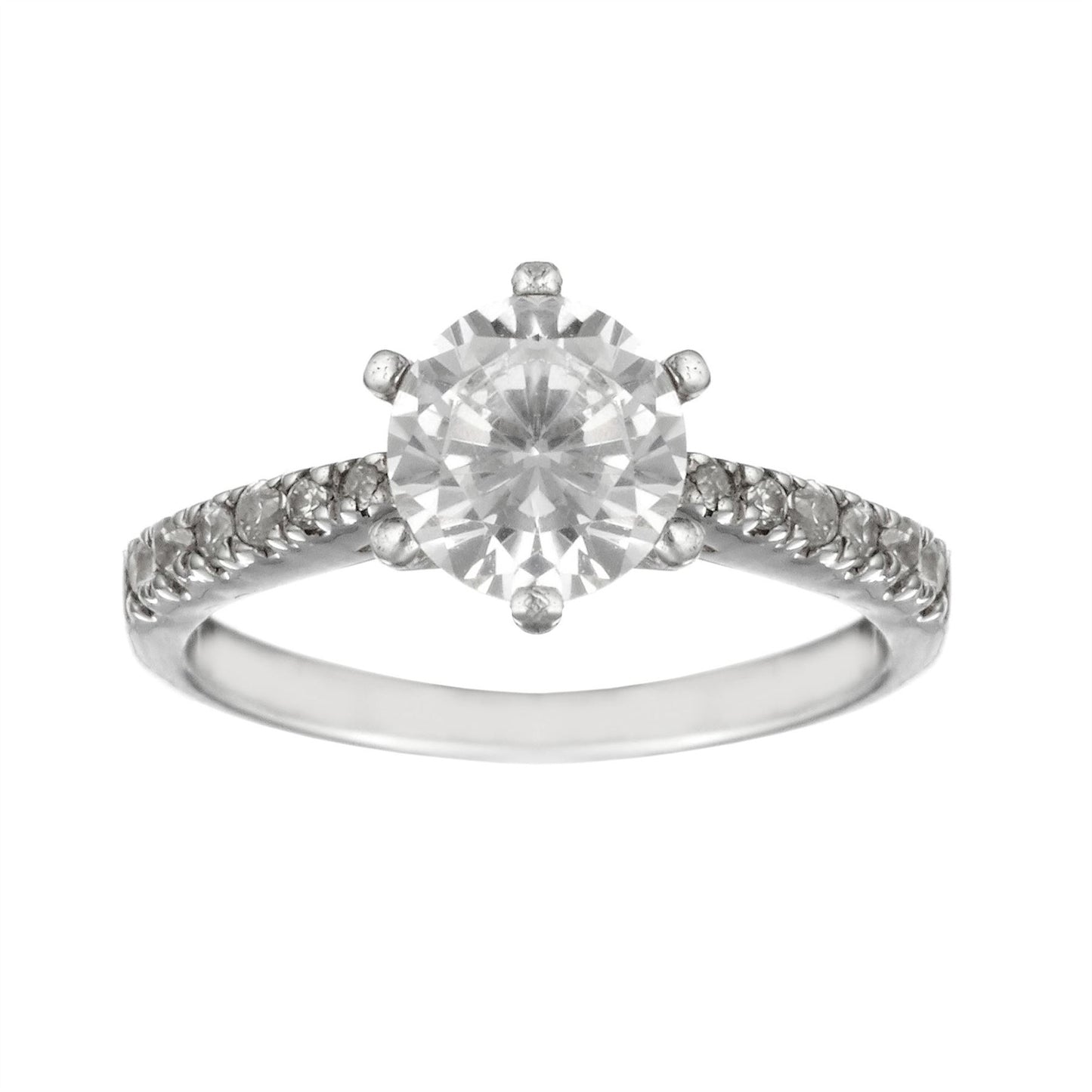 Sterling Silver Solitaire Classic CZ Brilliant Round Cut Ring - Silverly