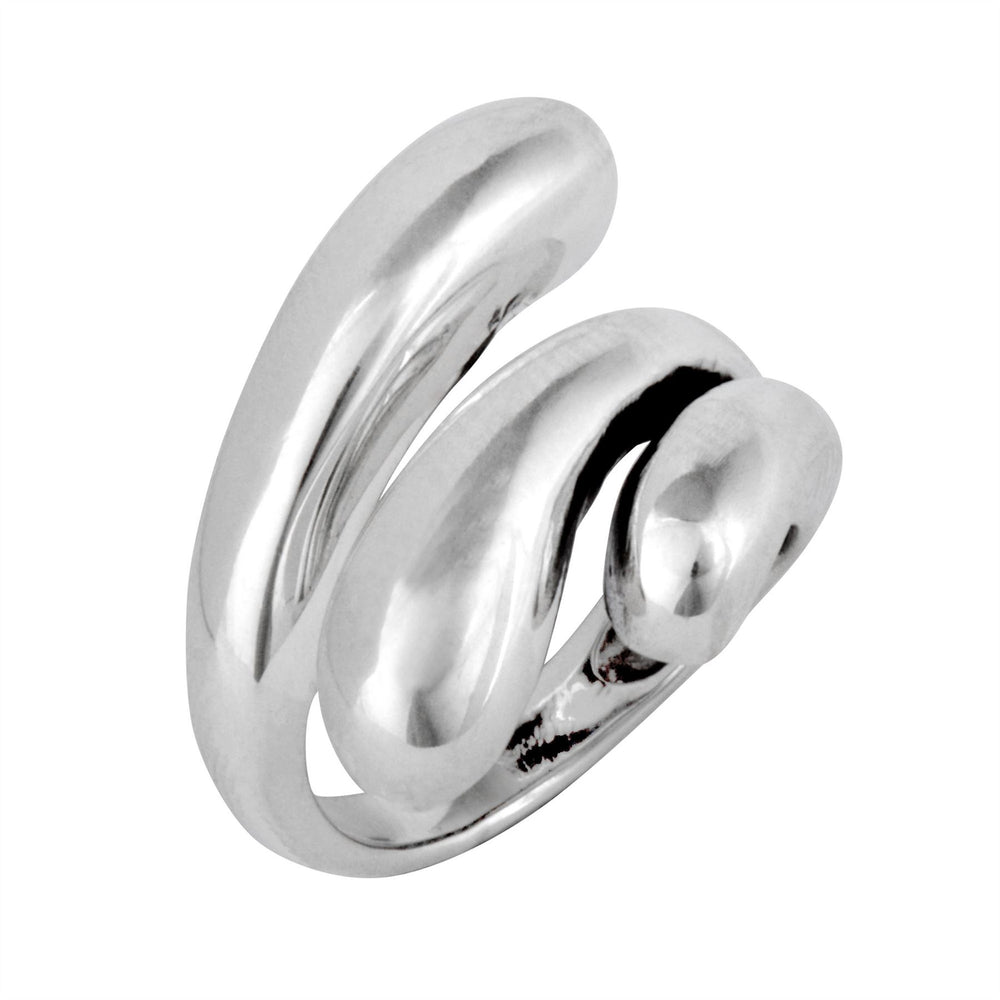 Sterling Silver Overlap Teardrop Smooth Band Ring - Silverly