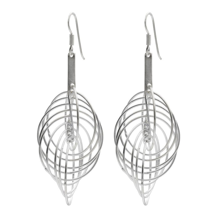 Sterling Silver Interlinked Rings Dangle Earrings - Silverly
