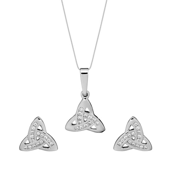 Sterling Silver Cubic Zirconia Small Trinity Knot Jewellery Set