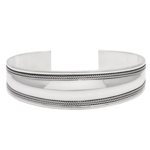 
                  
                    Sterling Silver Rope Design Thick Cuff Bracelet - Silverly
                  
                