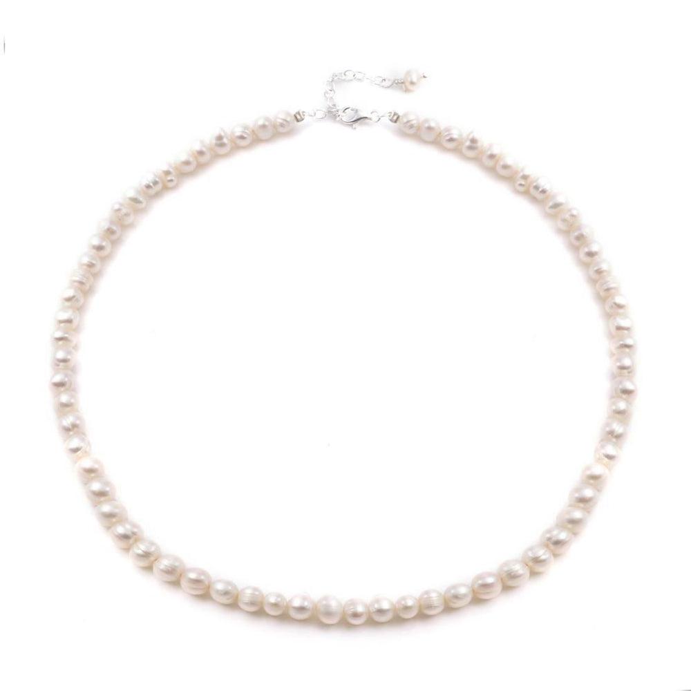 Sterling Silver Cream Freshwater Cultured Pearl Bead Strand Necklace