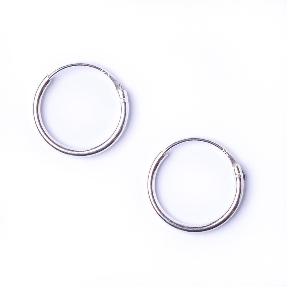 Sterling Silver 1.2 mm 14 mm Thin Hoops Sleeper Hoop Earrings