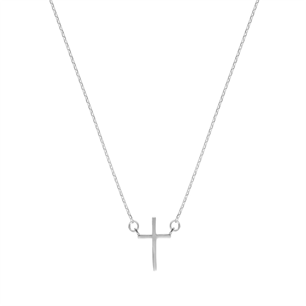 Sterling Silver Minimalist Simple Cross Thin Rolo Chain Necklace