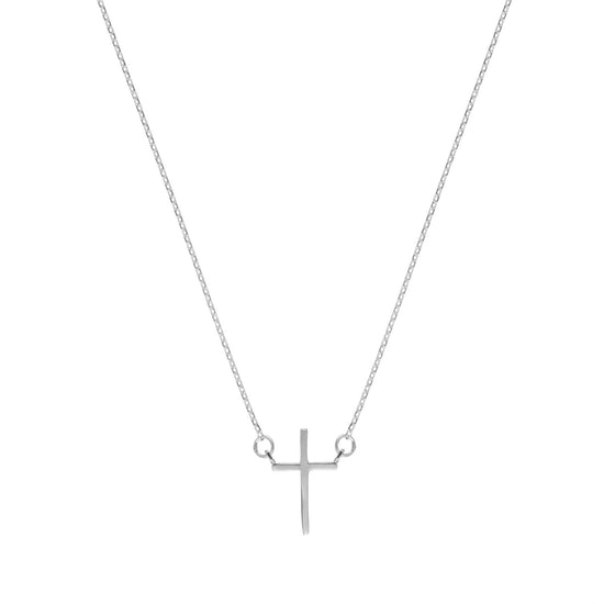 Sterling Silver Minimalist Simple Cross Thin Rolo Chain Necklace