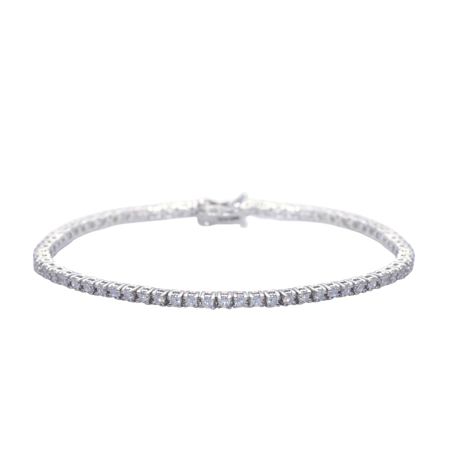 Sterling Silver Cubic Zirconia Thin Prong Tennis Bracelet - Silverly