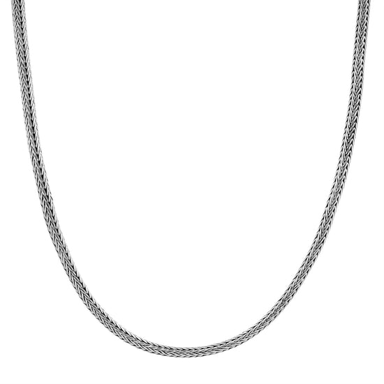 Sterling Silver Long Chunky Heavy Balinese Style Foxtail Chain Necklace