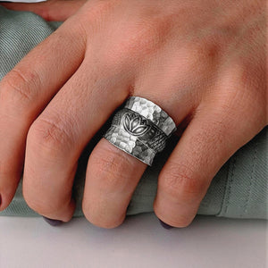 
                  
                    Karen Hill Tribe Silver Hammered Wide Boho Lotus Adjustable Ring
                  
                