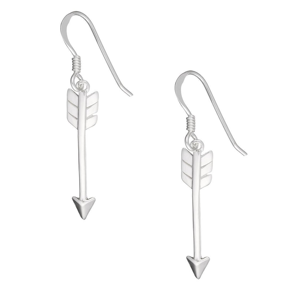 Sterling Silver Small Simple Arrow Hook Dangle Drop Earrings
