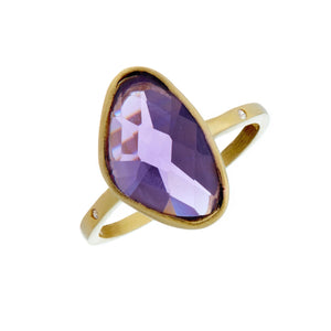 
                  
                    Brushed Gold Plated Sterling Silver Irregular Purple Amethyst Ring
                  
                