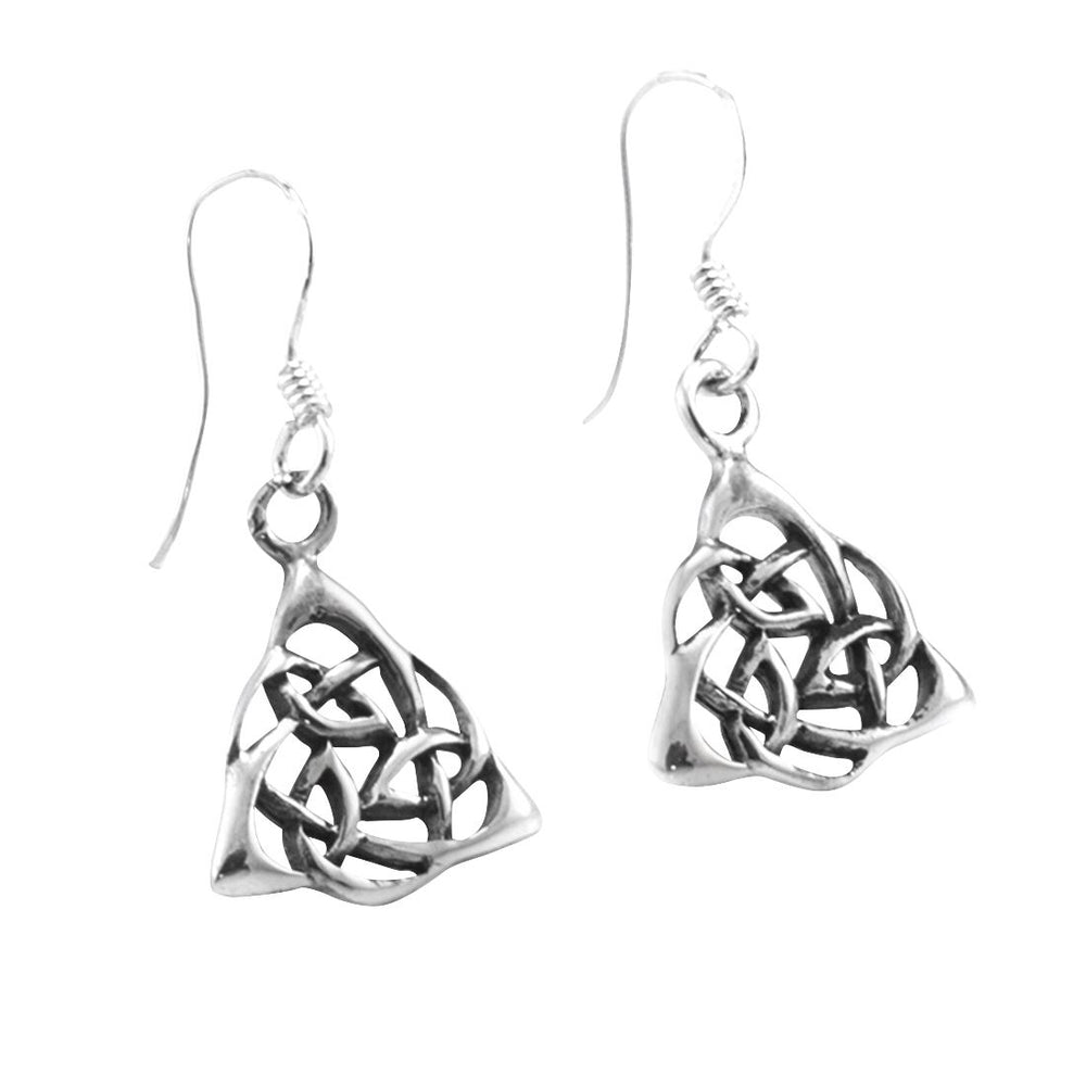 Sterling Silver Triangle Celtic Trinity Knot Dangle Earrings