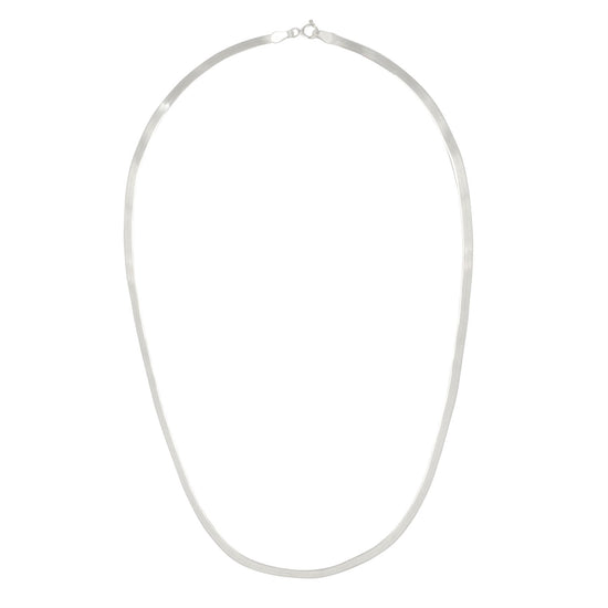 Sterling Silver 2.5 mm Flat Thin Herringbone Chain Minimalist Necklace