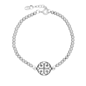 
                  
                    Sterling Silver Celtic Four Leaf Clover Ball Chain Beaded Bracelet
                  
                