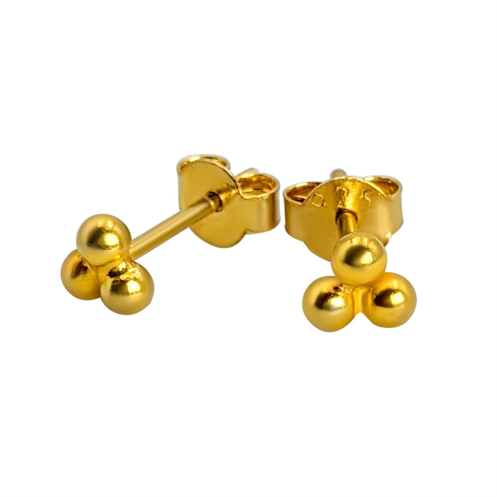 
                  
                    Gold Plated Sterling Silver Triple Ball Studs Dotwork Stud Earrings
                  
                