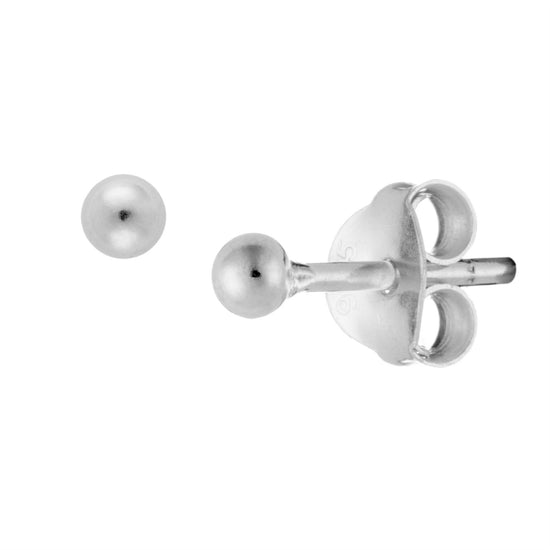 Sterling Silver 2.5mm Tiny Ball Stud Earrings - Round Studs for Him and Her