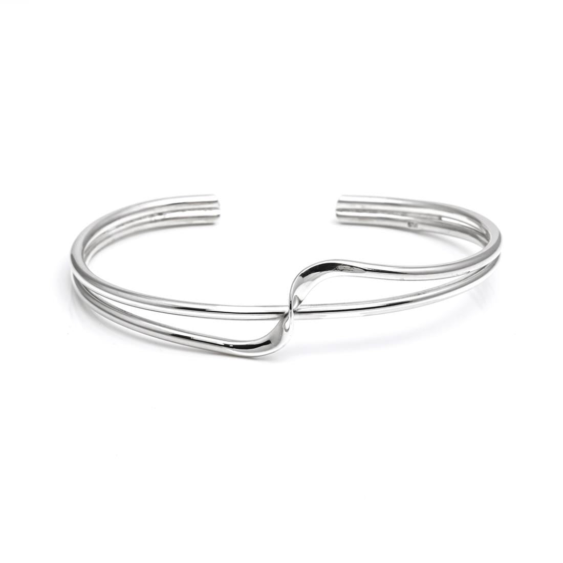 Sterling Silver Swirl Elegant Twist Bangle - Silverly