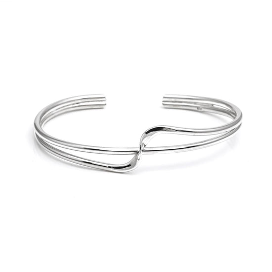 Sterling Silver Swirl Elegant Twist Bangle - Silverly