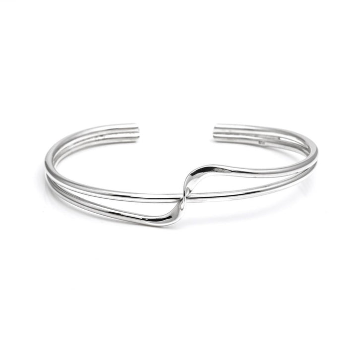 Sterling Silver Swirl Elegant Twist Bangle - Silverly