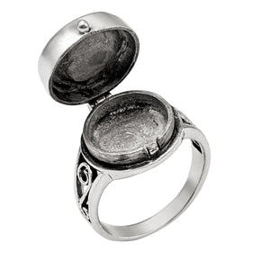 
                  
                    Sterling Silver Wiccan Gothic Moon & Stars Locket Signet Ring
                  
                