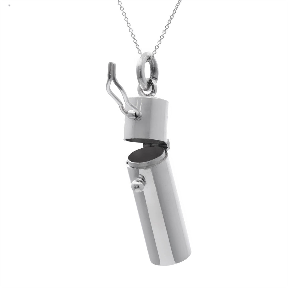 Sterling Silver Pill Holder With Chain Capsule Pendant Necklace