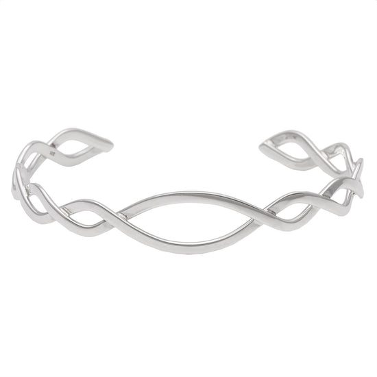 Sterling Silver Intertwined Braided Adjustable Bangle Classic Bracelet