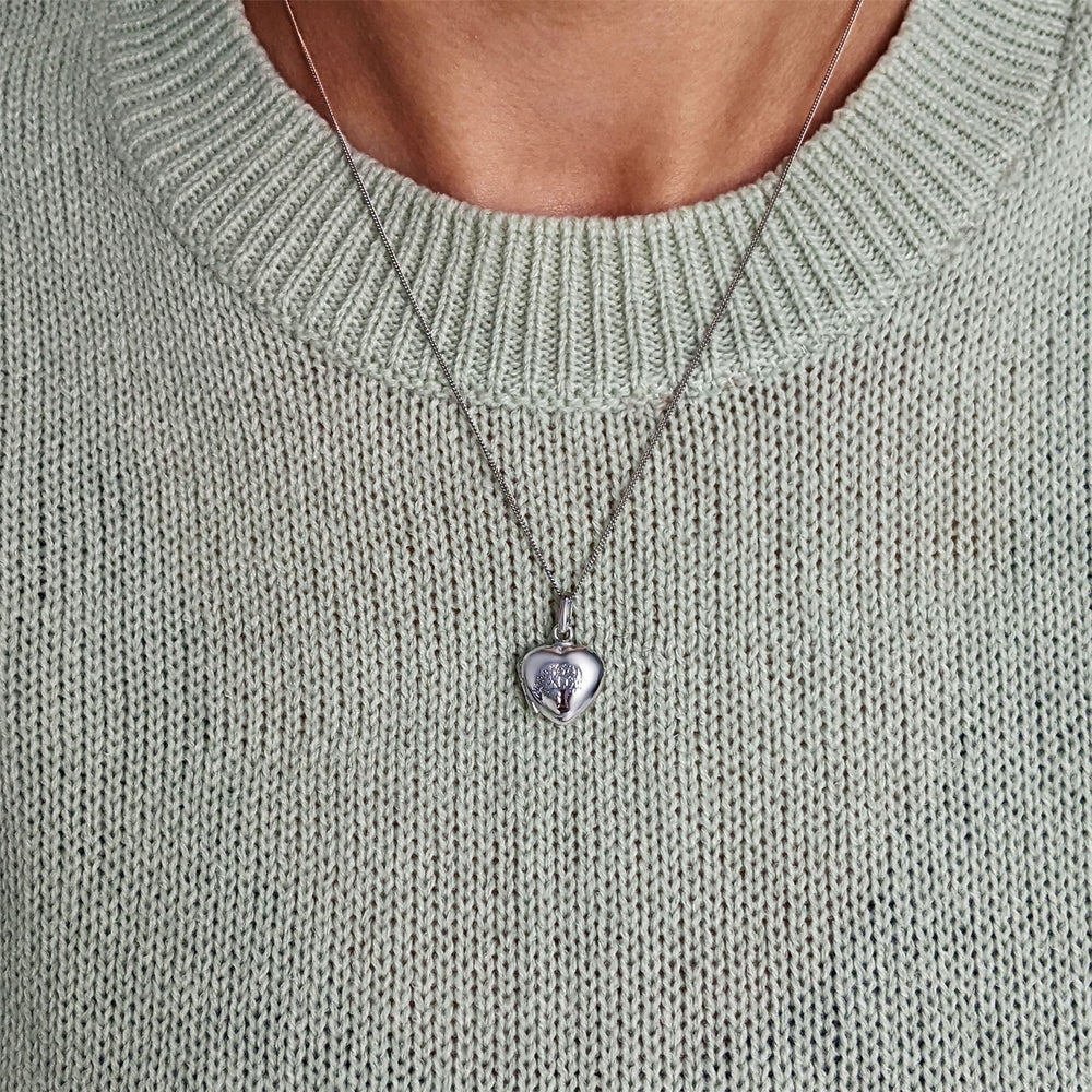 Macy's Cubic Zirconia Heart Locket Pendant 18" Necklace In Silver Plate
