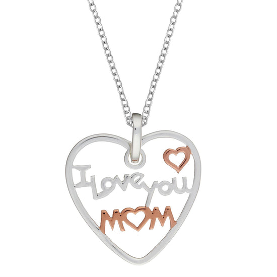 Rose Gold Plated Sterling Silver "I Love You Mum" Heart Necklace