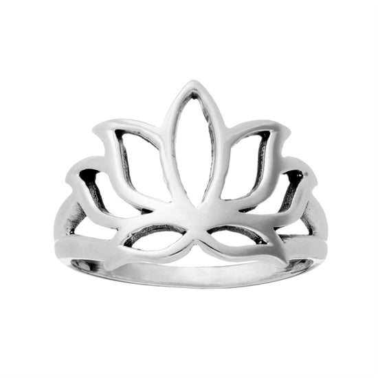 Sterling Silver Open Lotus Flower Ring Yoga Meditation Design