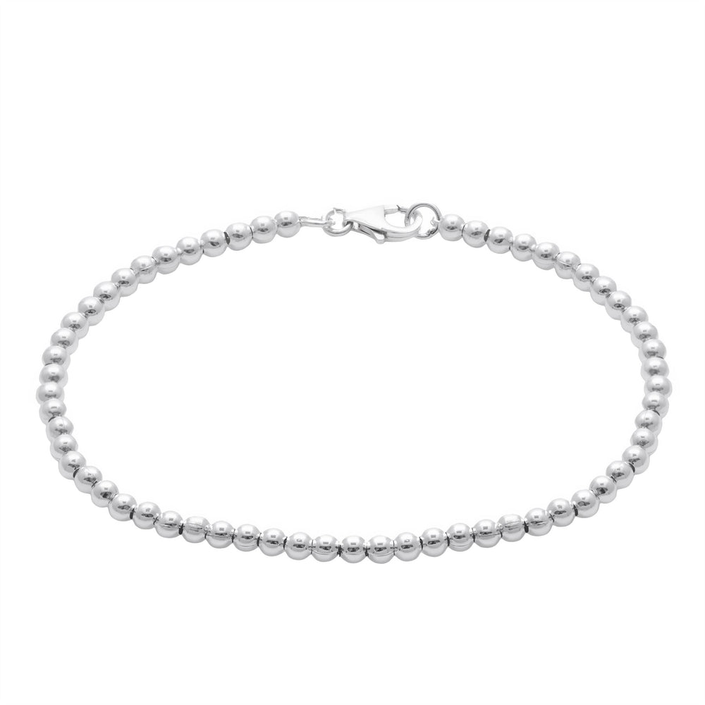 Sterling Silver 3 mm Small Ball Bead Beaded Stacking Bracelet 7